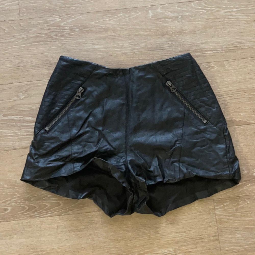 Black leather shorts